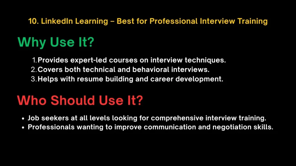 LinkedIn Learning – Best for Professional Interview Training