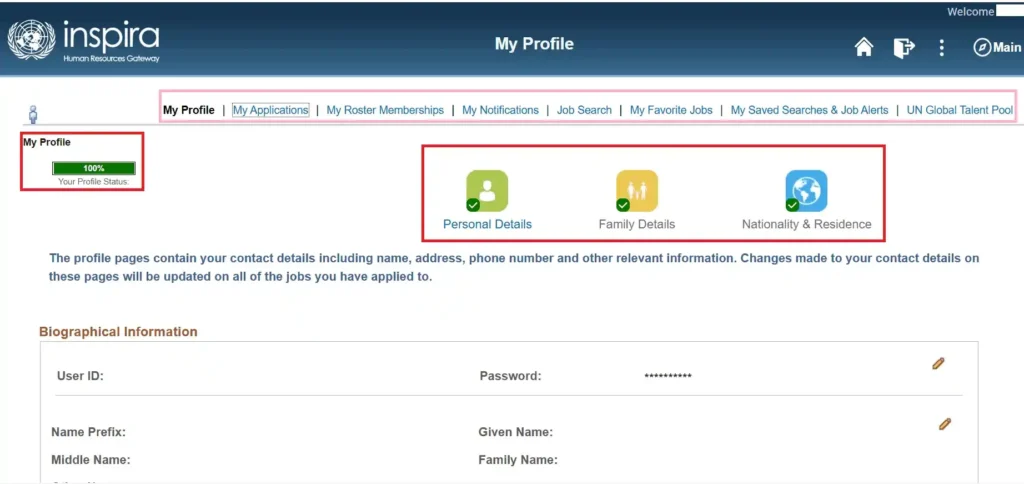my profile php form completion