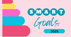 Smart career goals 2025 – professional working on laptop, career planning, digital skills, and long-term success strategies.